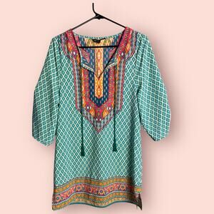 Boho Dress Tunic Swim Cover-Up Women's Bohemian Tassels Size medium